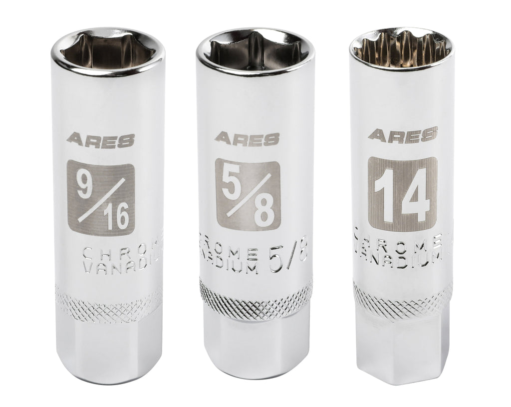 ARES 11015 - 3-Piece Magnetic Spark Plug Socket Set