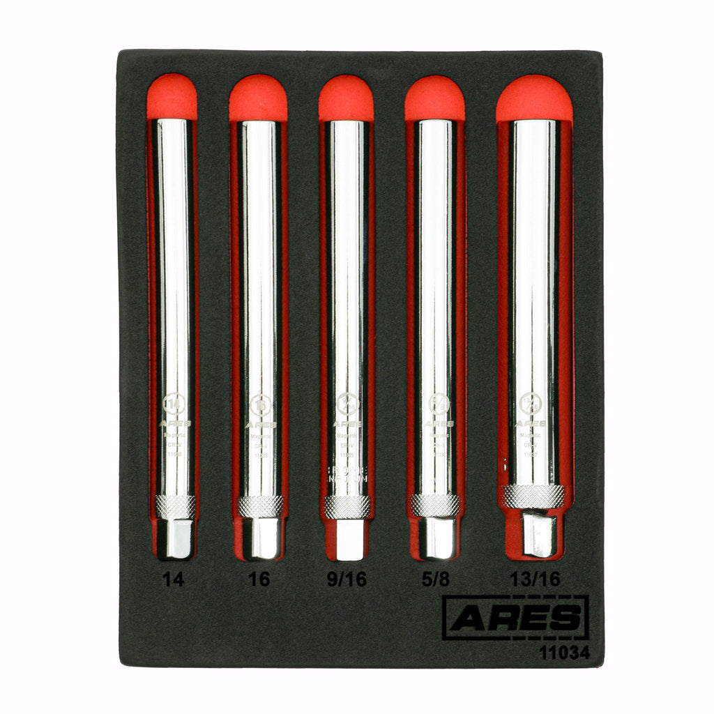 ARES 11034 - 5-Piece Extra Deep Magnetic Spark Plug Socket Set