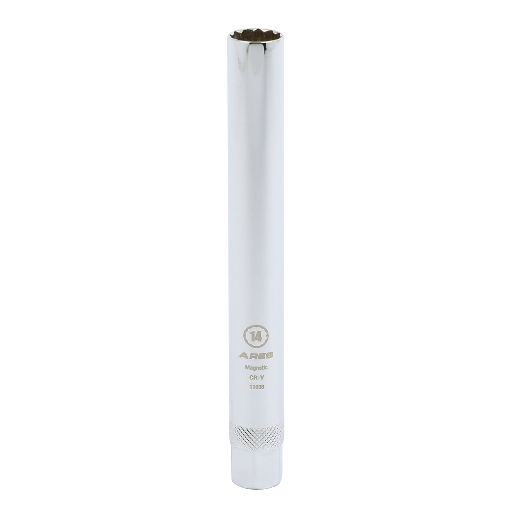 ARES 11038 - Extra Deep 14mm Thin Wall Magnetic Spark Plug Socket