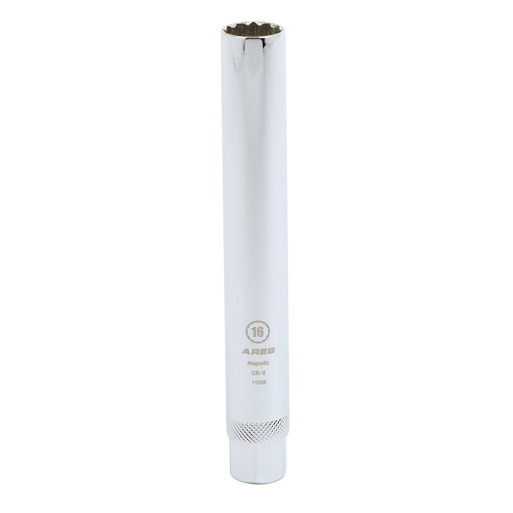 ARES 11039 - Extra Deep 16mm Thin Wall Magnetic Spark Plug Socket