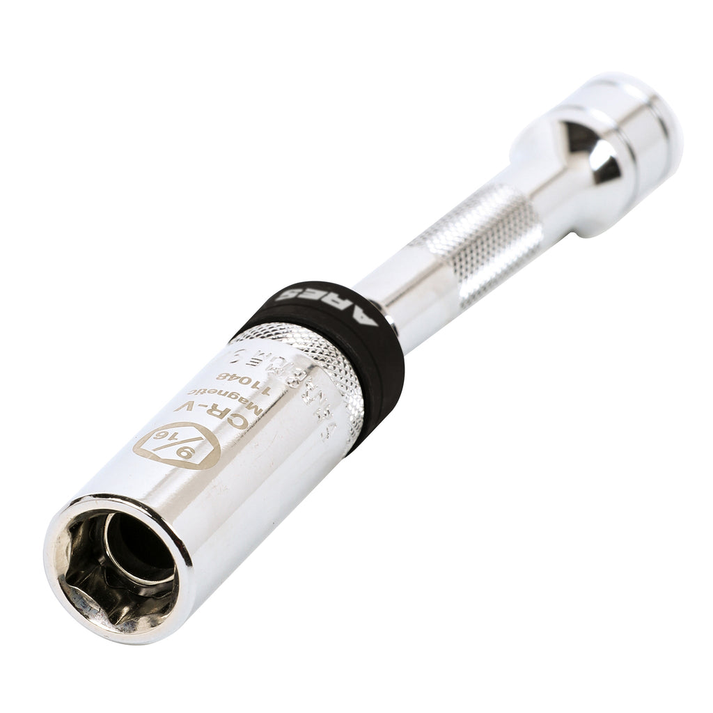 ARES 11053 - 3-Piece 3/8-Inch Drive Magnetic Swivel Spark Plug Socket Set with Thin Wall and Extensions