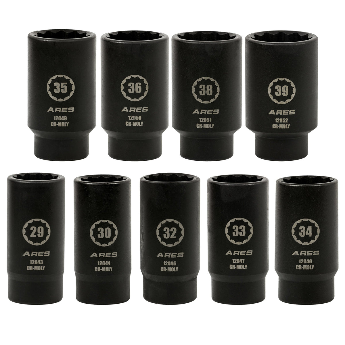 ARES 12066 - 9-Piece Axle Nut Socket Set (12 Point)