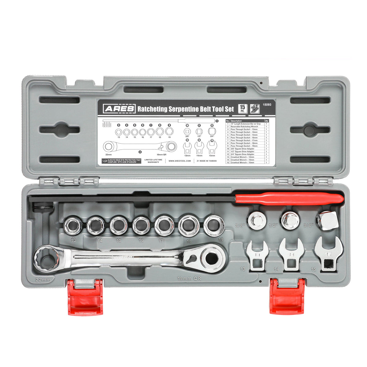ARES 15093 - Ratcheting Serpentine Belt Tool Set