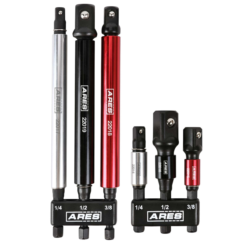 ARES 22013 - 6-Piece 3-Inch and 6-Inch Impact Grade Socket Adapter Set with Color Sleeve