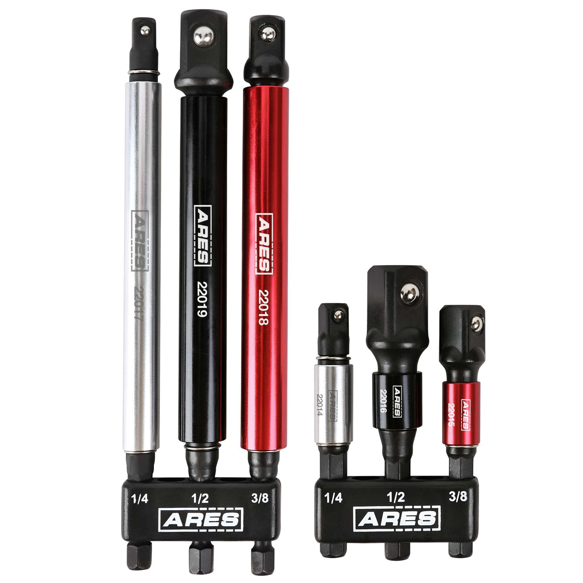 ARES 22013 - 6-Piece 3-Inch and 6-Inch Impact Grade Socket Adapter Set with Color Sleeve