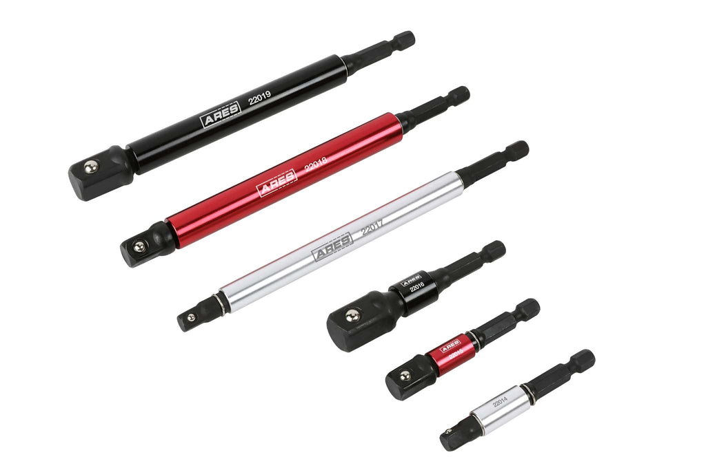 ARES 22013 - 6-Piece 3-Inch and 6-Inch Impact Grade Socket Adapter Set with Color Sleeve