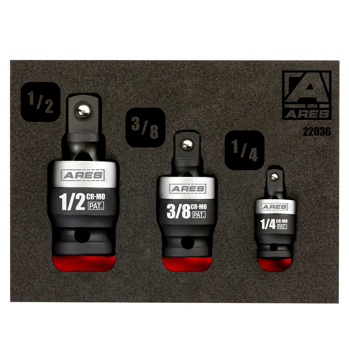 ARES 22036 - 3-Piece Slim Profile Impact Universal Joint Set