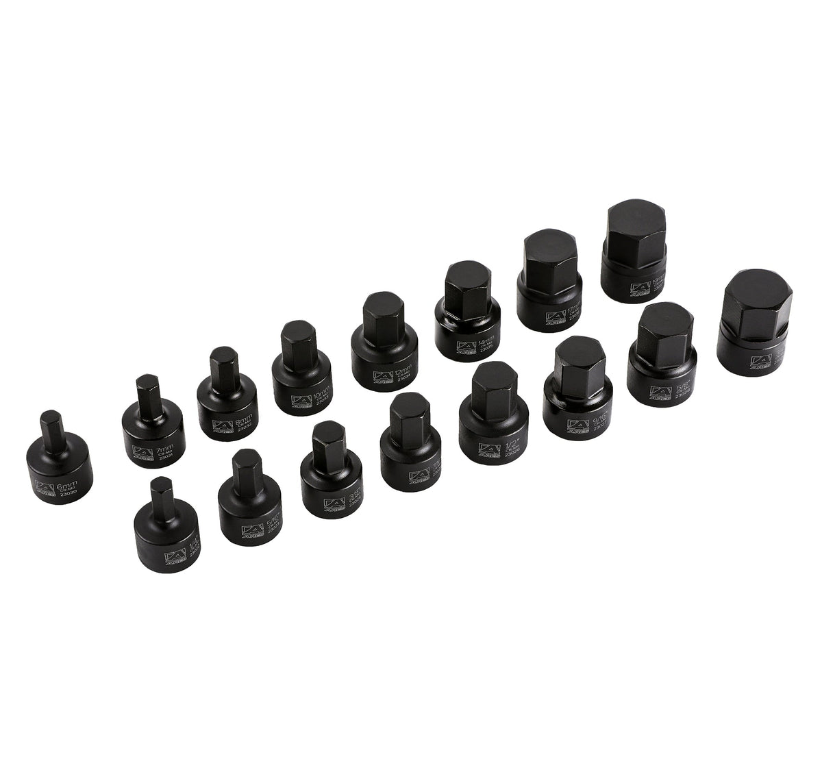 ARES 23021 - 16-Piece Stubby Impact SAE and Metric Hex Bit Socket Set