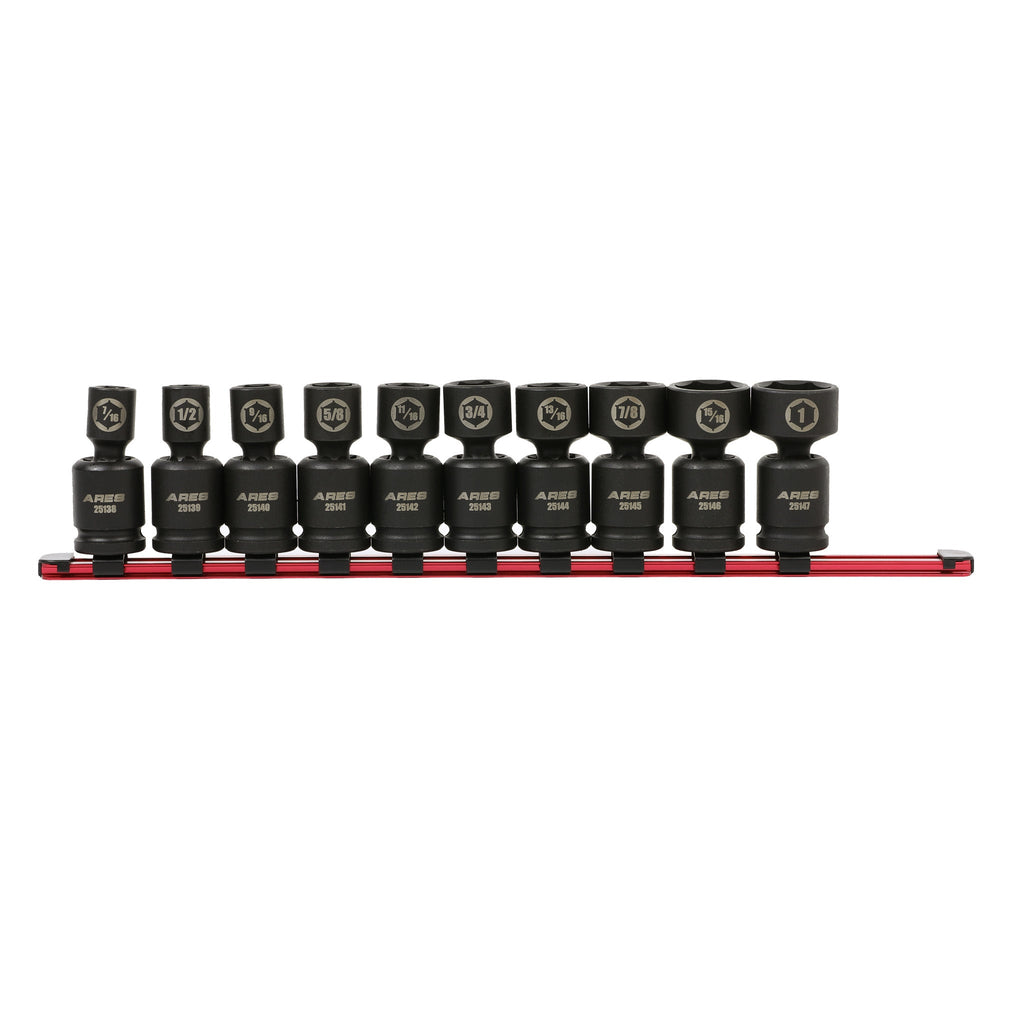 ARES 25137 - 10-Piece SAE Pinless Universal Swivel Impact Socket Set