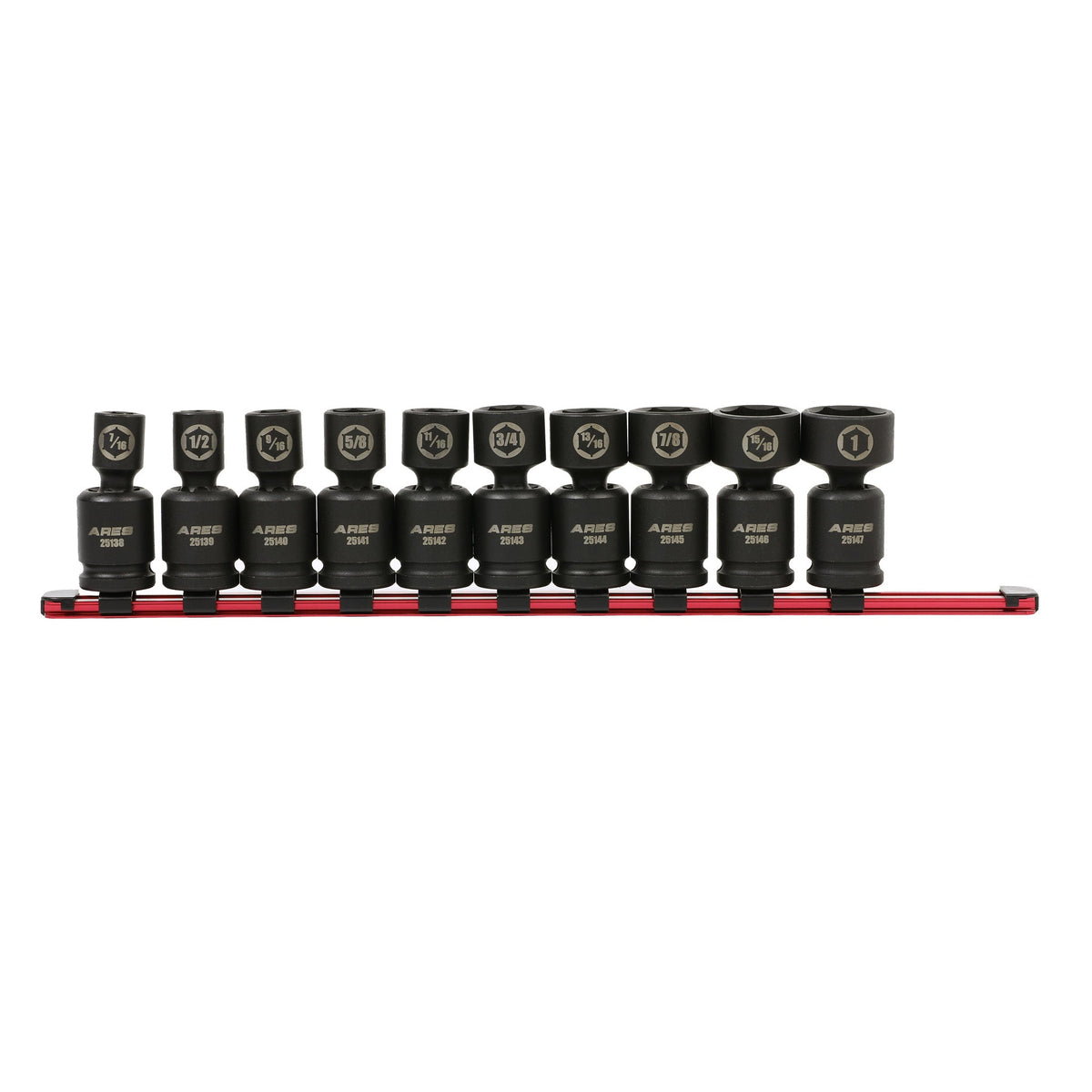 ARES 25137 - 10-Piece SAE Pinless Universal Swivel Impact Socket Set