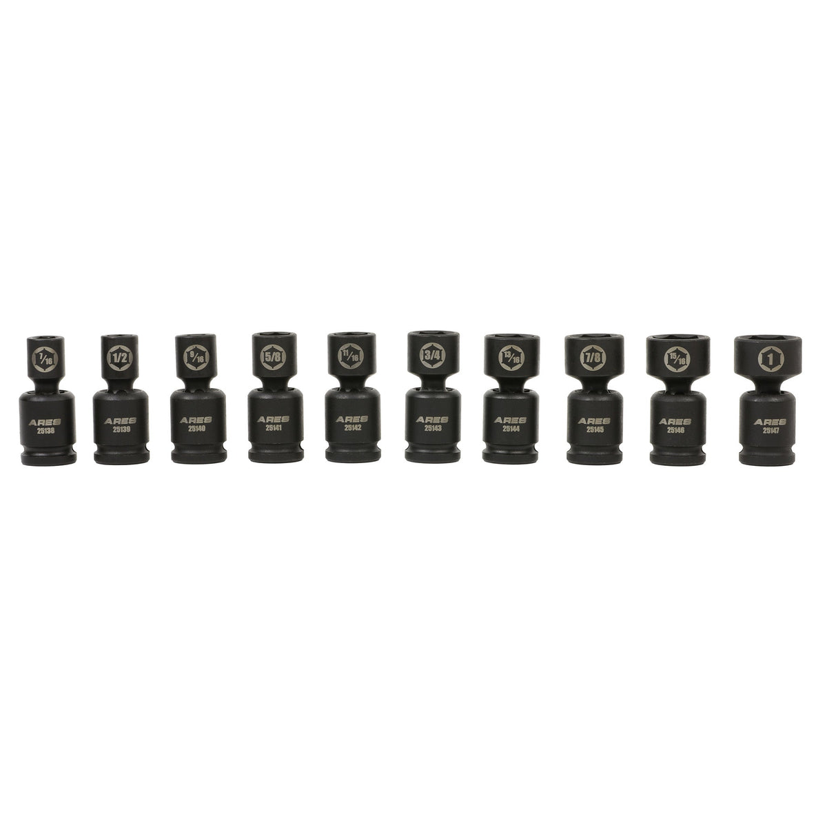 ARES 25137 - 10-Piece SAE Pinless Universal Swivel Impact Socket Set