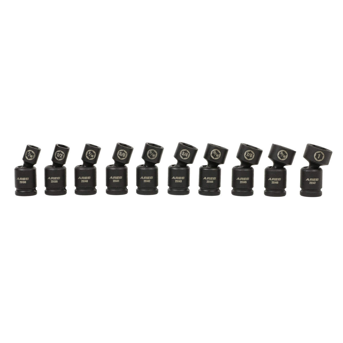 ARES 25137 - 10-Piece SAE Pinless Universal Swivel Impact Socket Set