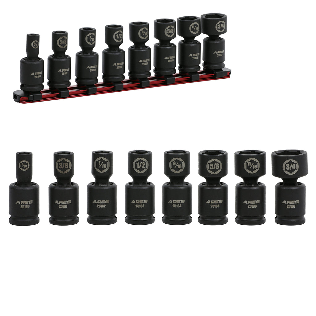 ARES 25159 - 8-Piece SAE Pinless Universal Swivel Impact Socket Set