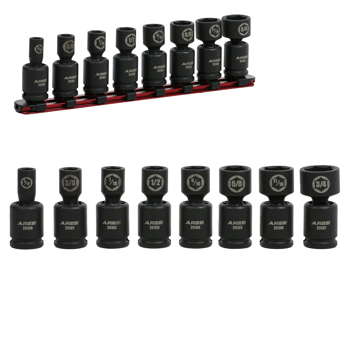 ARES 25159 - 8-Piece SAE Pinless Universal Swivel Impact Socket Set