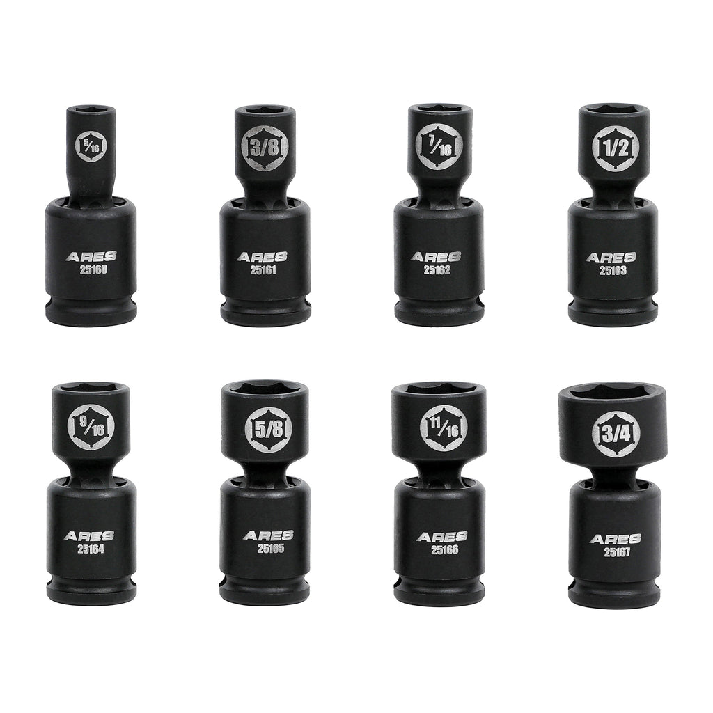 ARES 25159 - 8-Piece SAE Pinless Universal Swivel Impact Socket Set