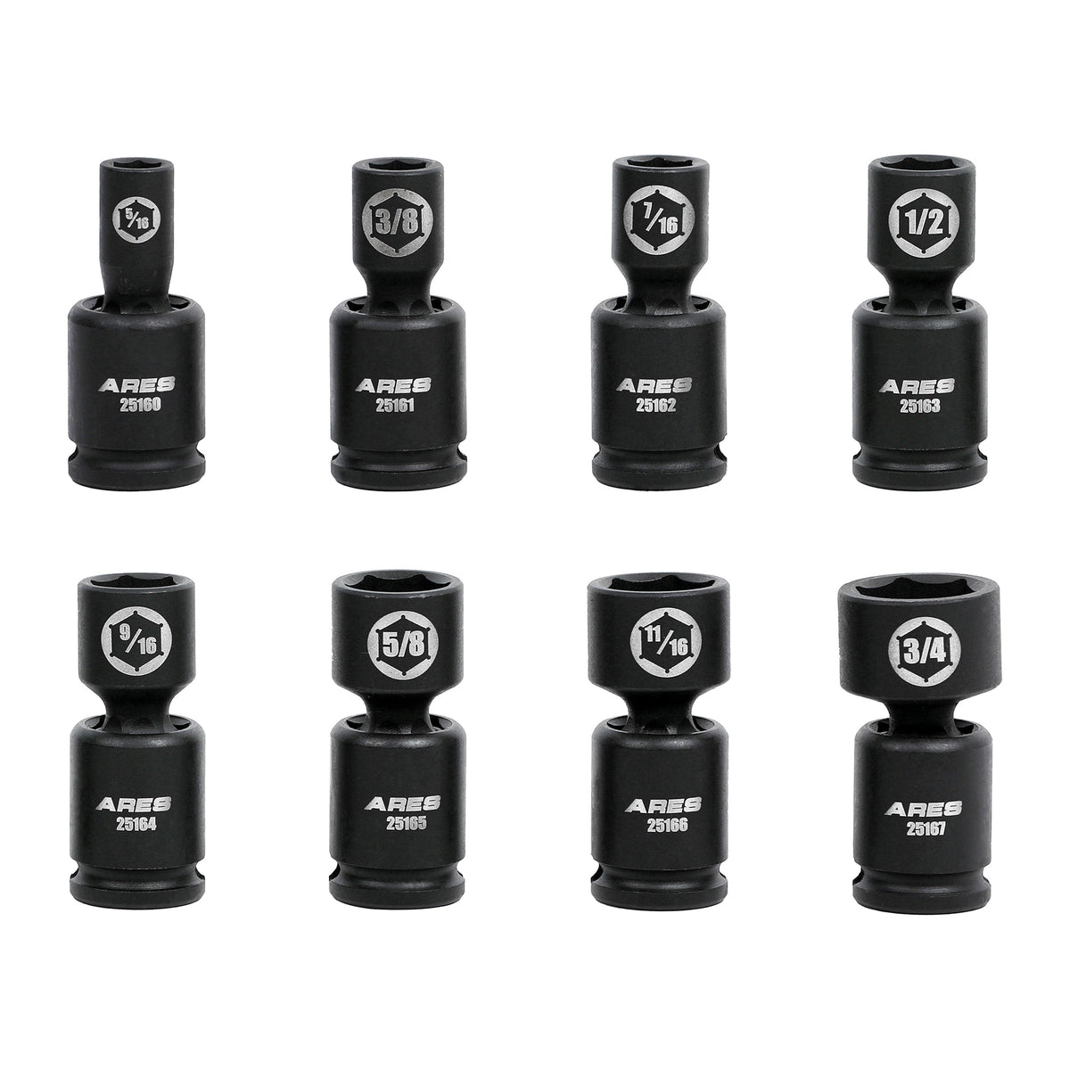 ARES 25159 - 8-Piece SAE Pinless Universal Swivel Impact Socket Set