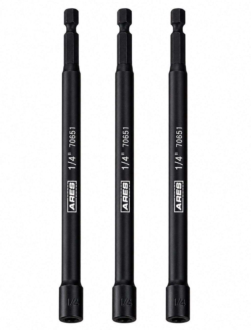 ARES 27008 - 3-Piece 1/4-Inch Magnetic Impact 6-Inch Nut Driver Bit Set