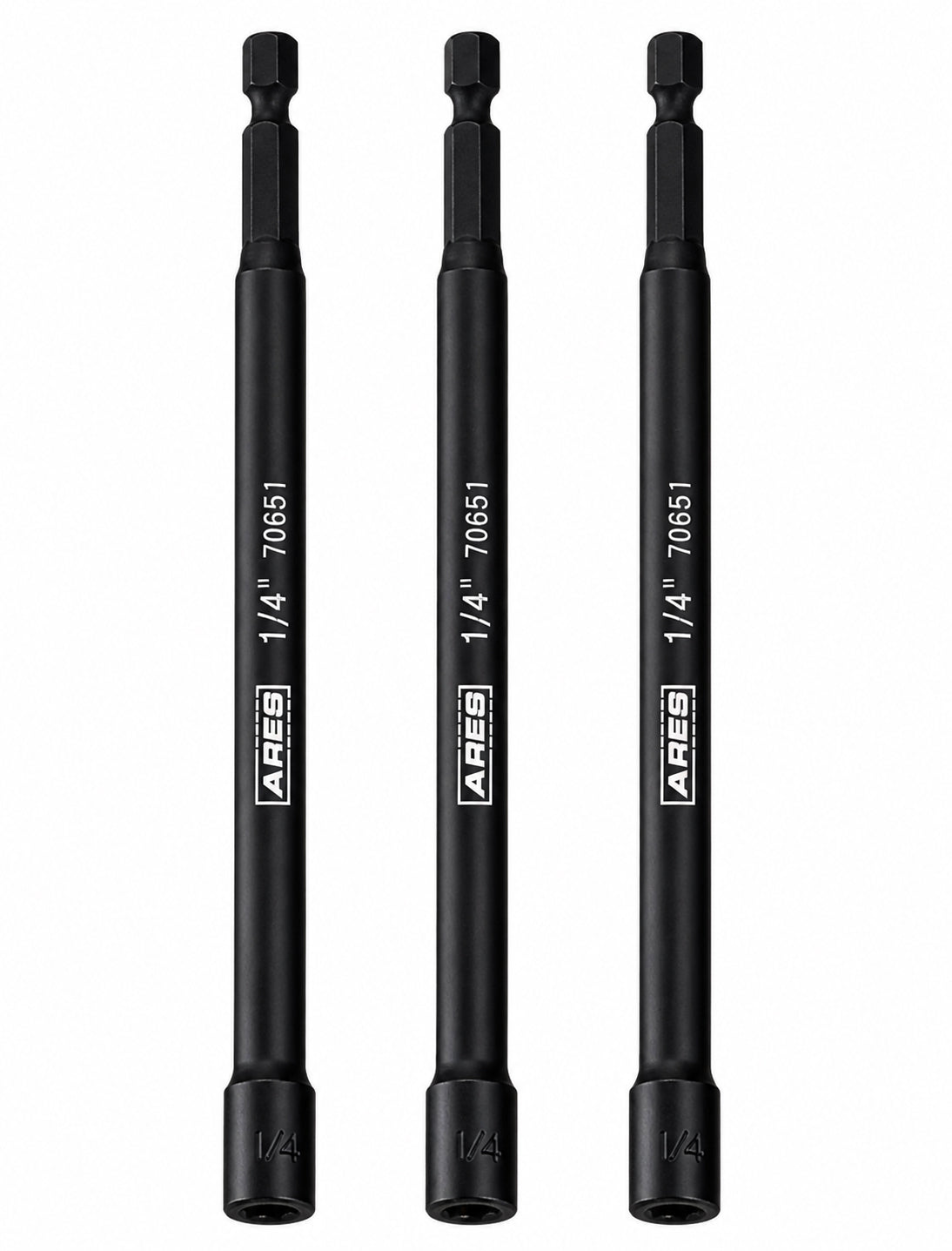 ARES 27008 - 3-Piece 1/4-Inch Magnetic Impact 6-Inch Nut Driver Bit Set
