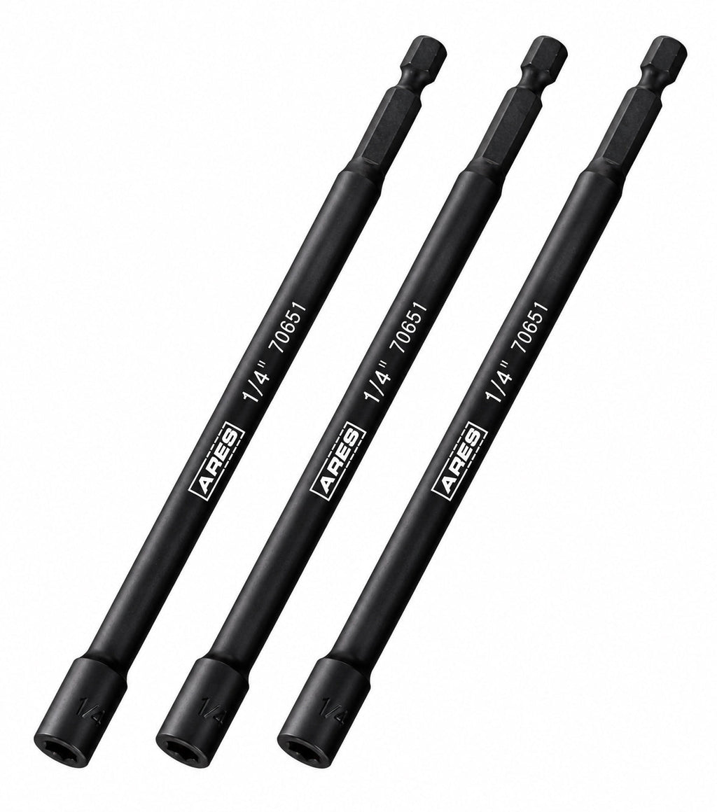 ARES 27008 - 3-Piece 1/4-Inch Magnetic Impact 6-Inch Nut Driver Bit Set