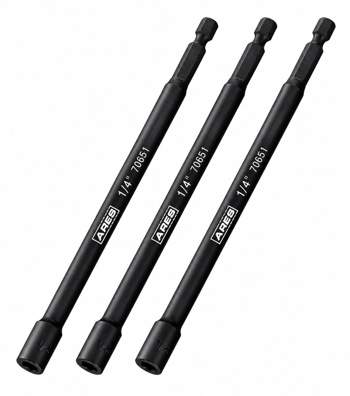 ARES 27008 - 3-Piece 1/4-Inch Magnetic Impact 6-Inch Nut Driver Bit Set