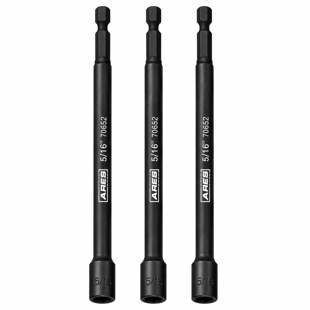 ARES 27009 - 3-Piece 5/16-Inch Magnetic Impact  6-Inch Nut Driver Bit Set
