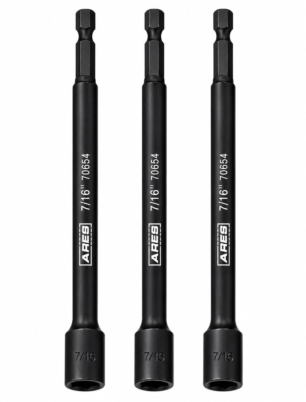ARES 27010 - 3-Piece 7/16-Inch Magnetic Impact 6-Inch Nut Driver Bit Set