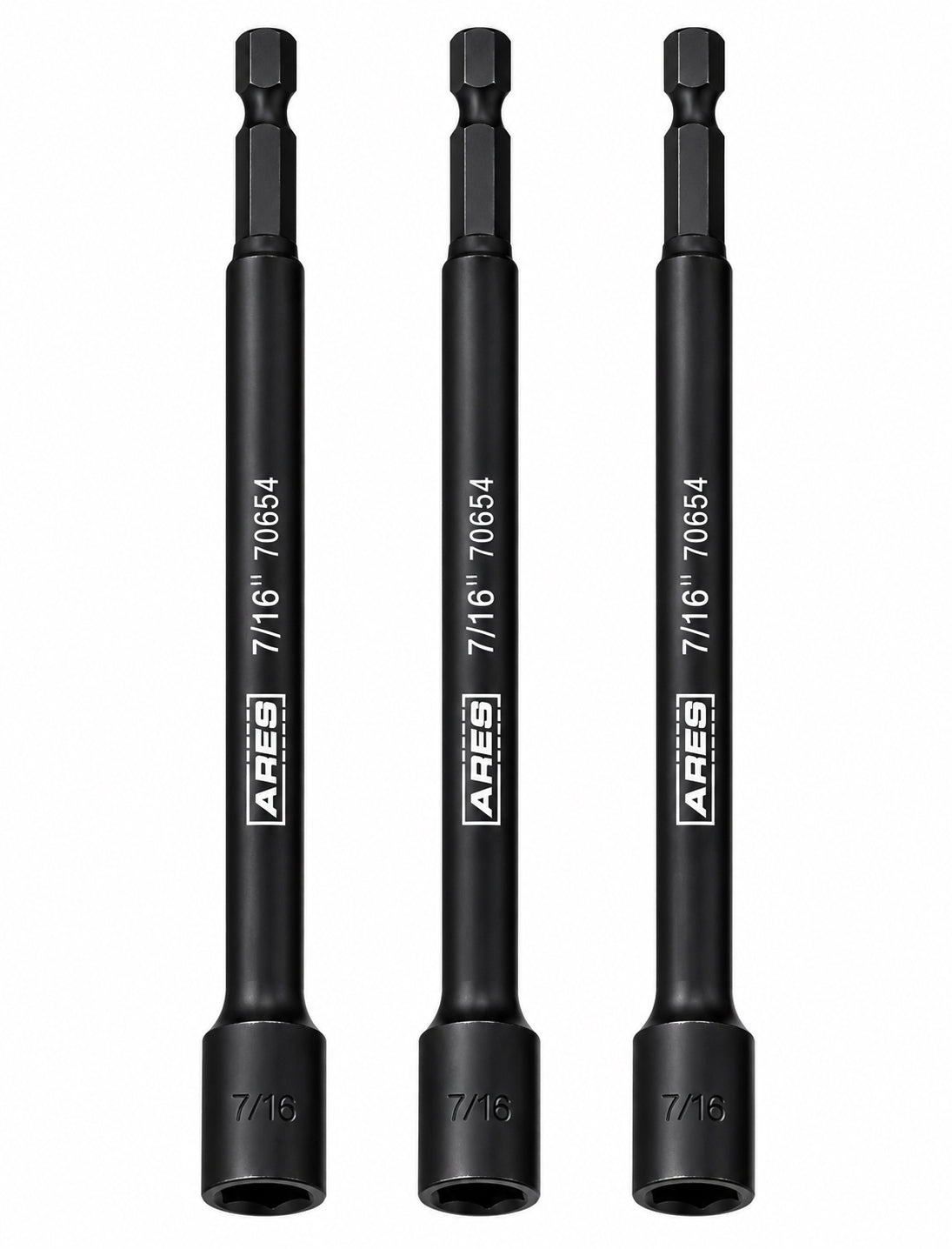 ARES 27010 - 3-Piece 7/16-Inch Magnetic Impact 6-Inch Nut Driver Bit Set