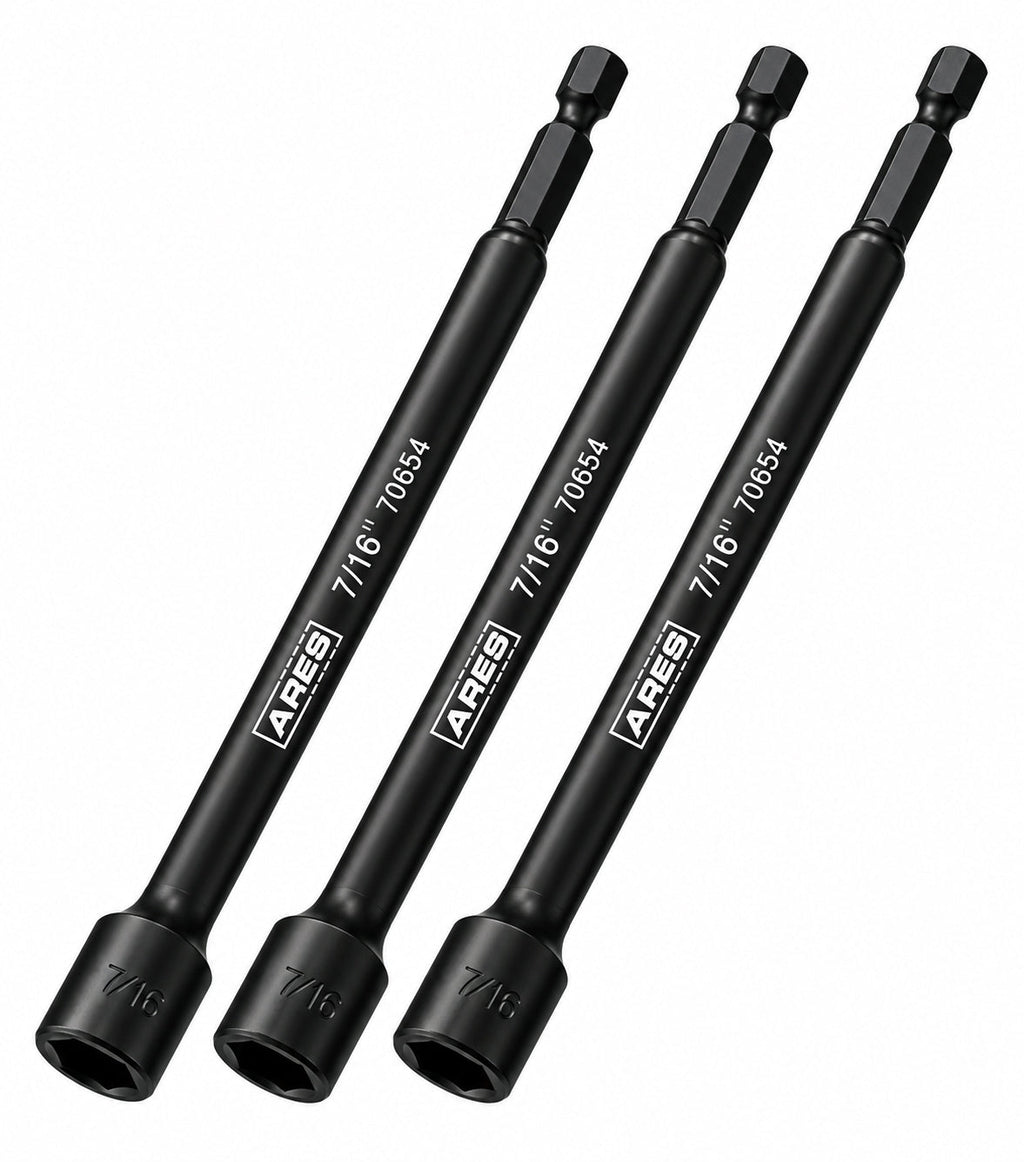ARES 27010 - 3-Piece 7/16-Inch Magnetic Impact 6-Inch Nut Driver Bit Set