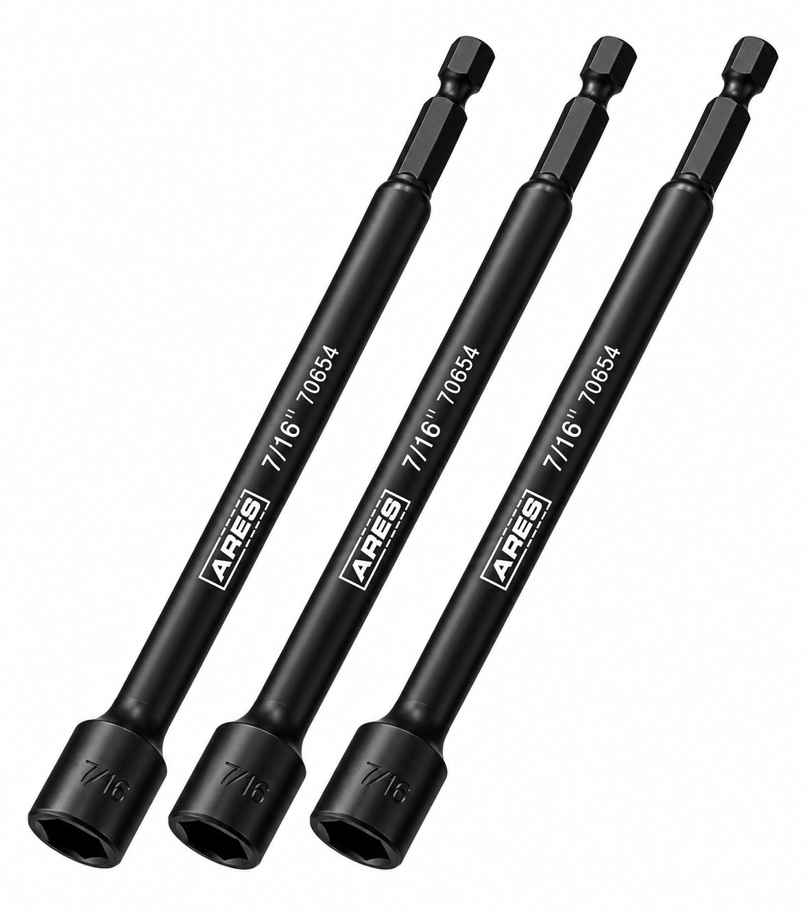 ARES 27010 - 3-Piece 7/16-Inch Magnetic Impact 6-Inch Nut Driver Bit Set