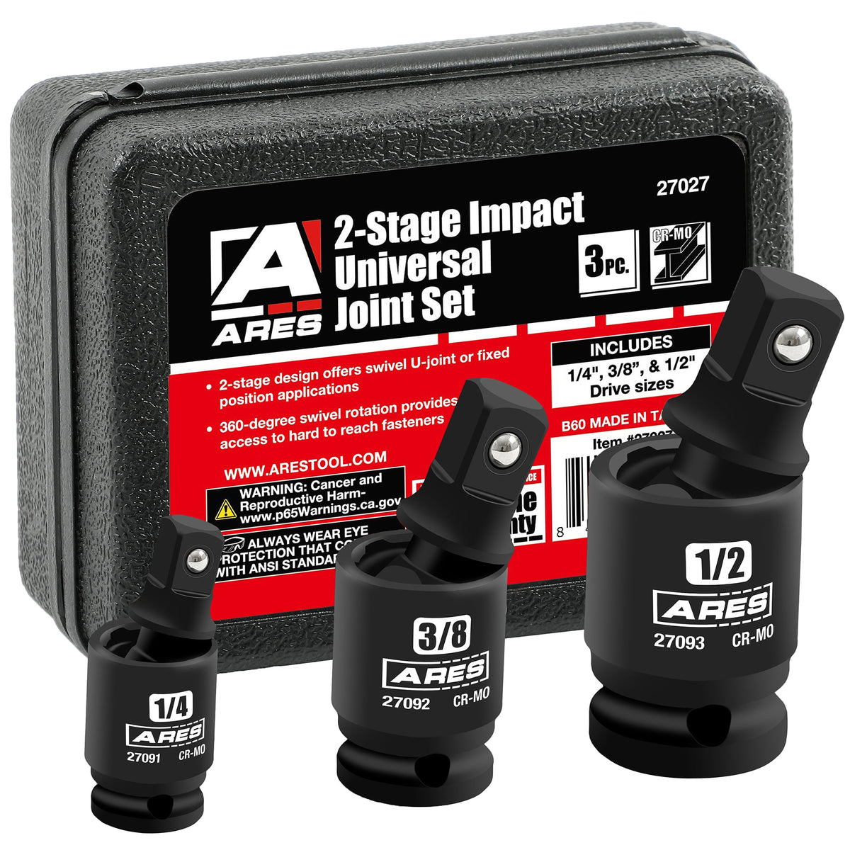 ARES 27027 - 3-Piece 2-Stage Impact Universal Joint Set