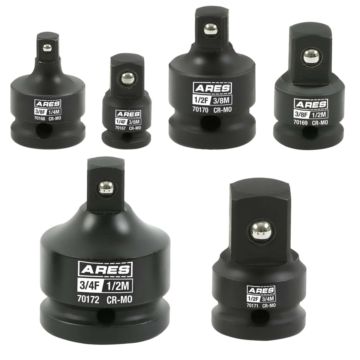 ARES 27066-2 - 9-Piece Impact U-Joint and Adapter/Reducer Set