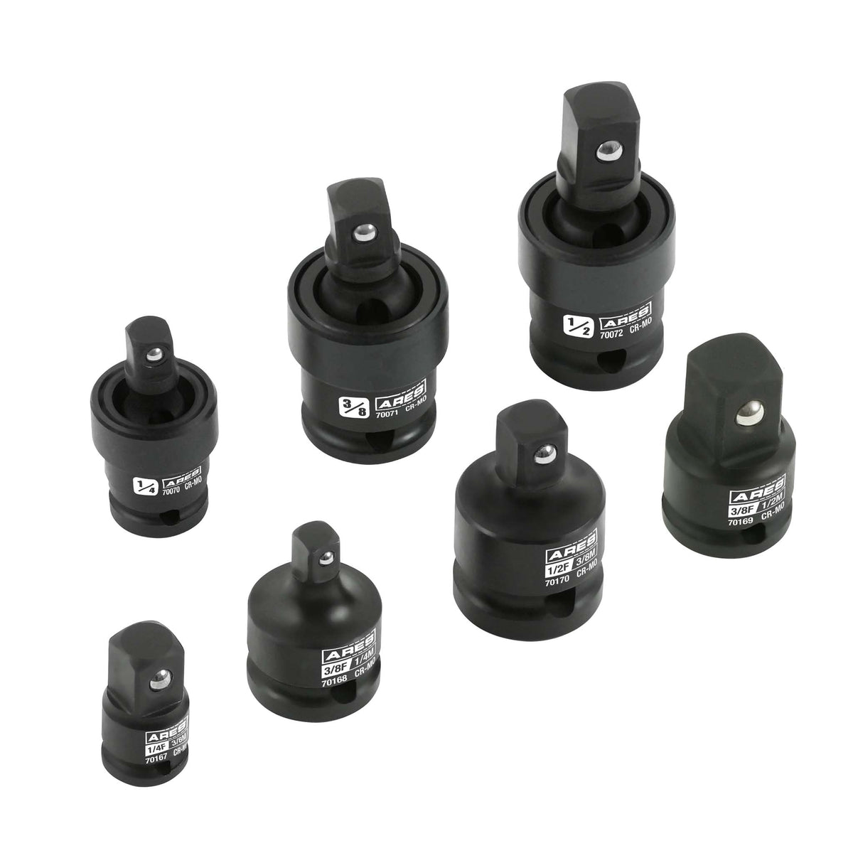 ARES 27067-2 - 7-Piece Impact U-Joint and Adapter/Reducer Set