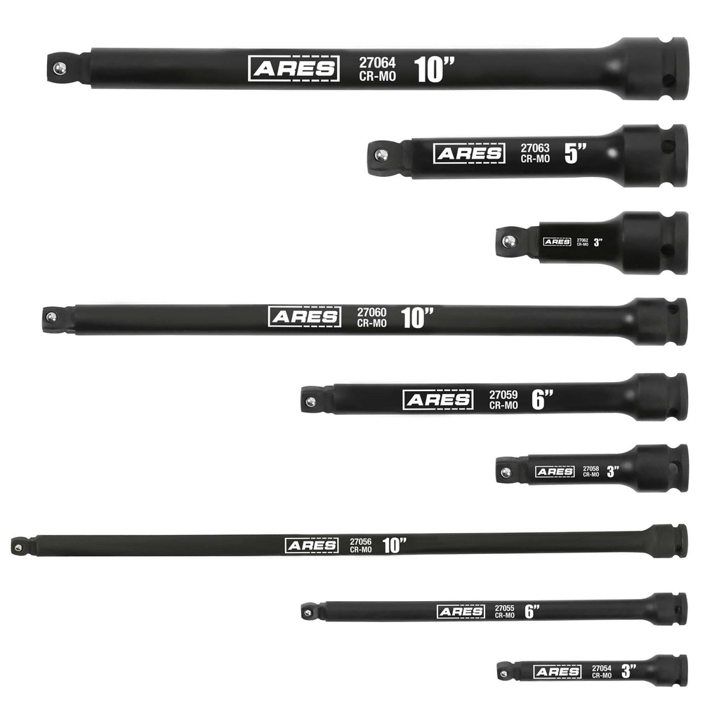 ARES 27077 - 9-Piece Multi-Drive Impact Wobble Extension Set