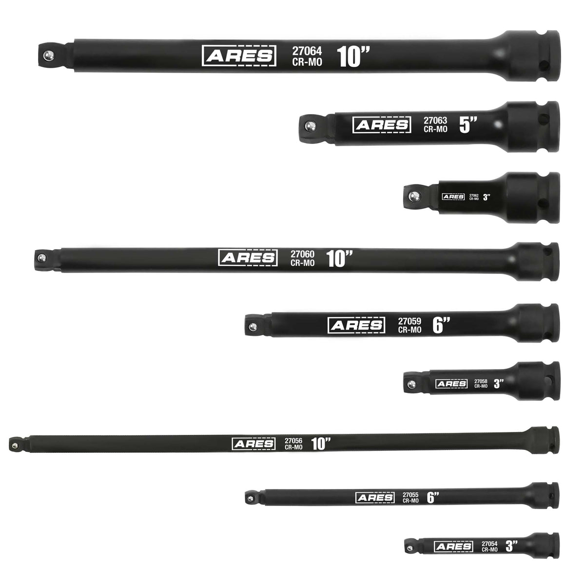 ARES 27077 - 9-Piece Multi-Drive Impact Wobble Extension Set