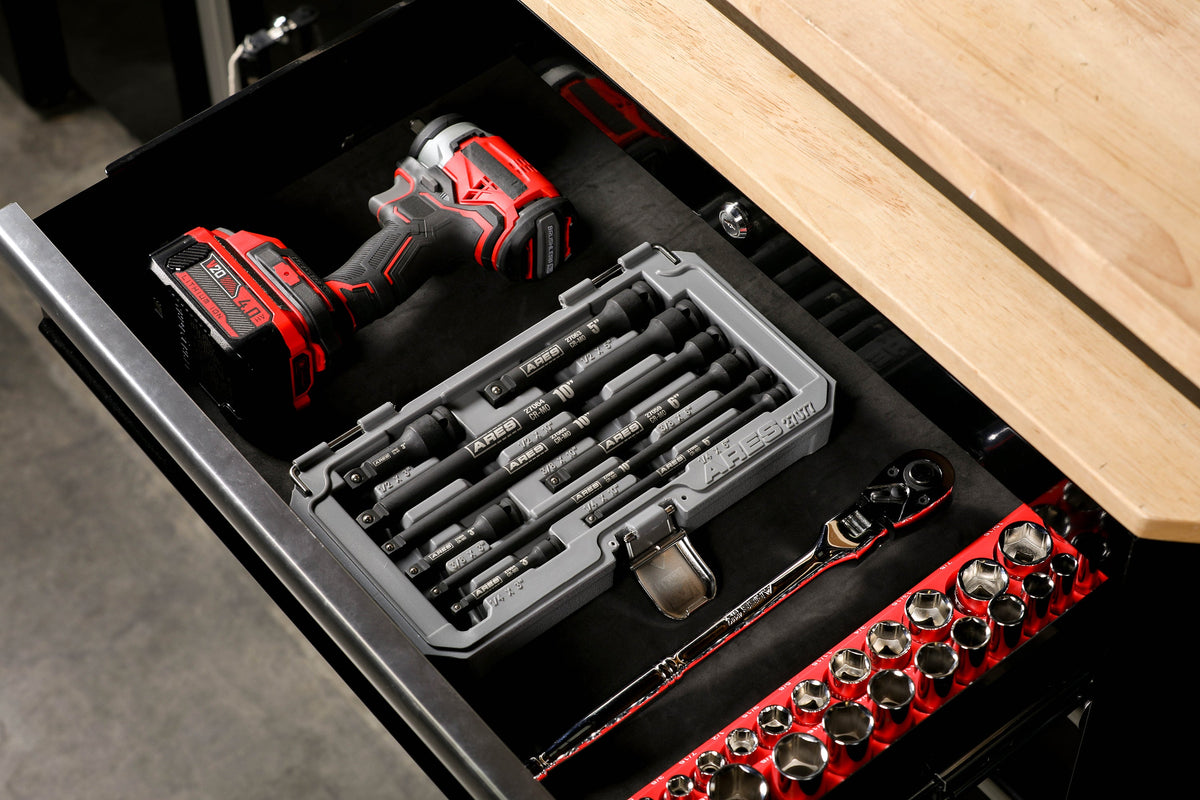 ARES 27077 - 9-Piece Multi-Drive Impact Wobble Extension Set