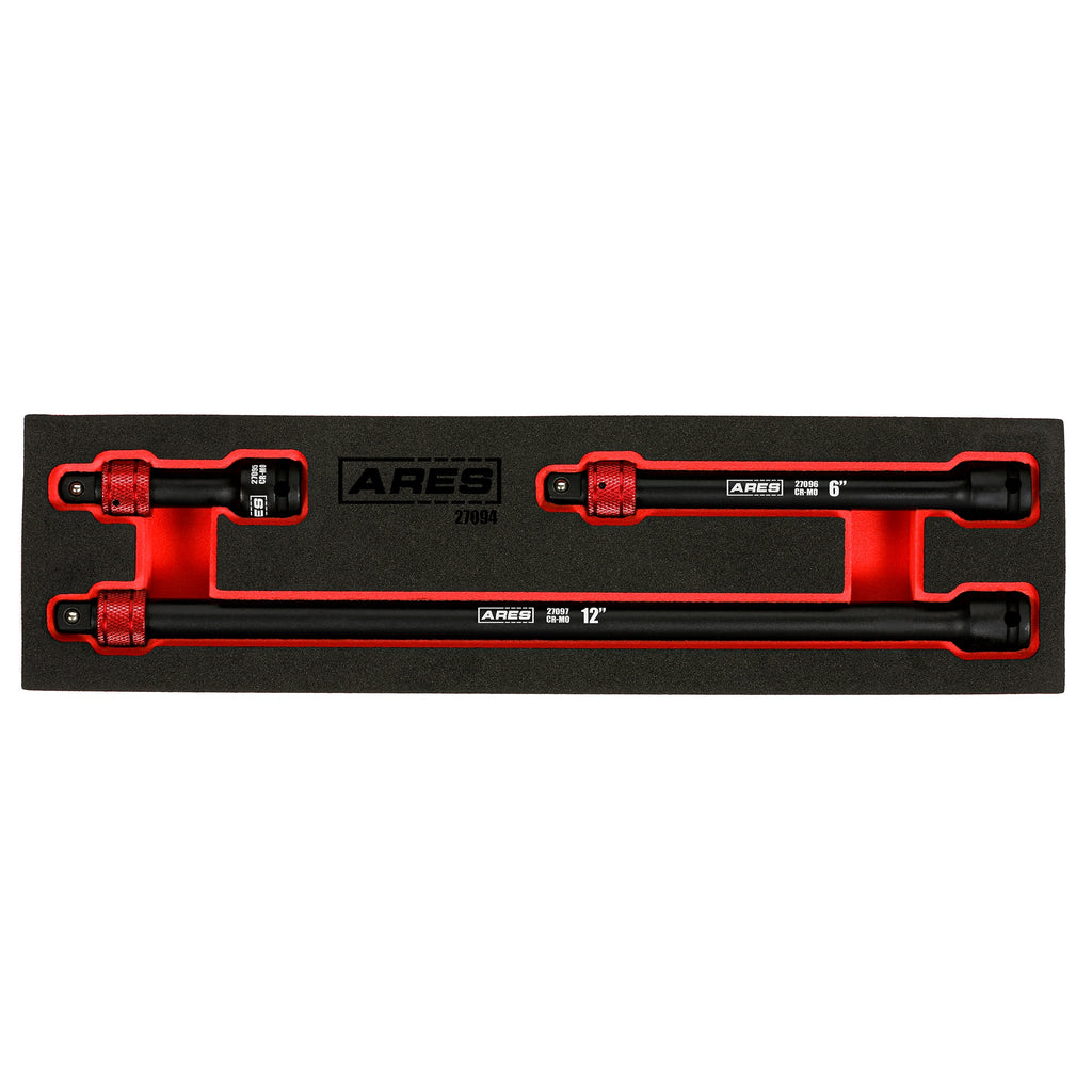 ARES 27094 - 3-Piece 3/8-Inch Drive Locking Impact Socket Extension Set