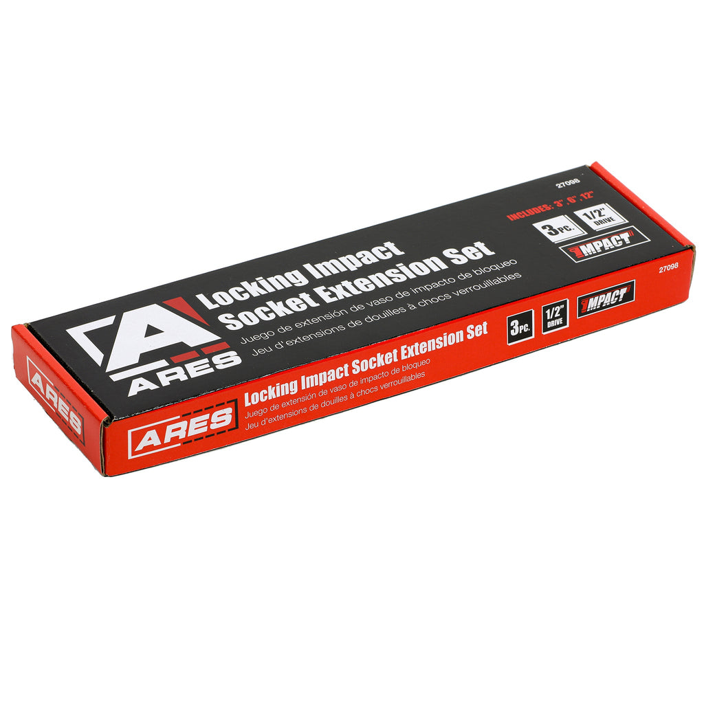 ARES 27098 - 3-Piece 1/2-Inch Drive Locking Impact Socket Extension Set