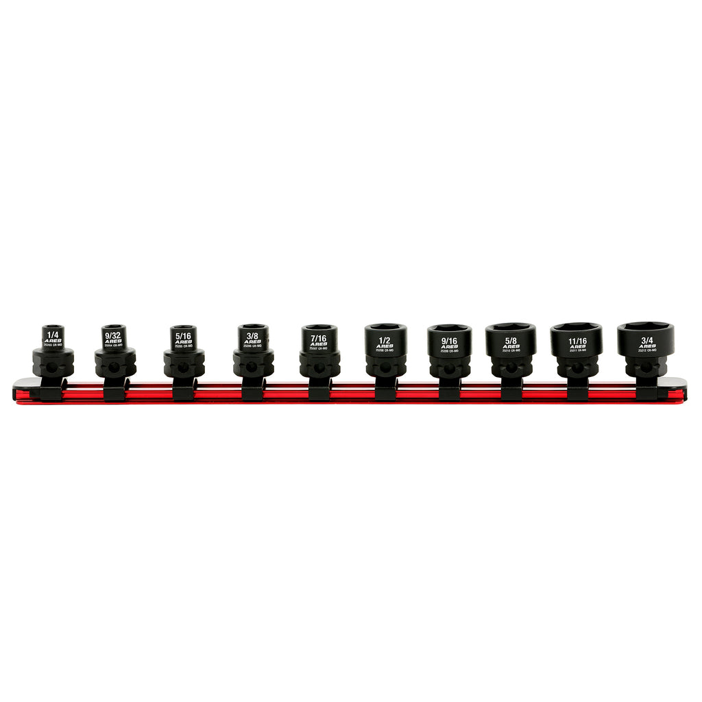 ARES 29019 - 10-Piece 3/8-Inch Drive SAE Low Profile Nano Impact Socket Set