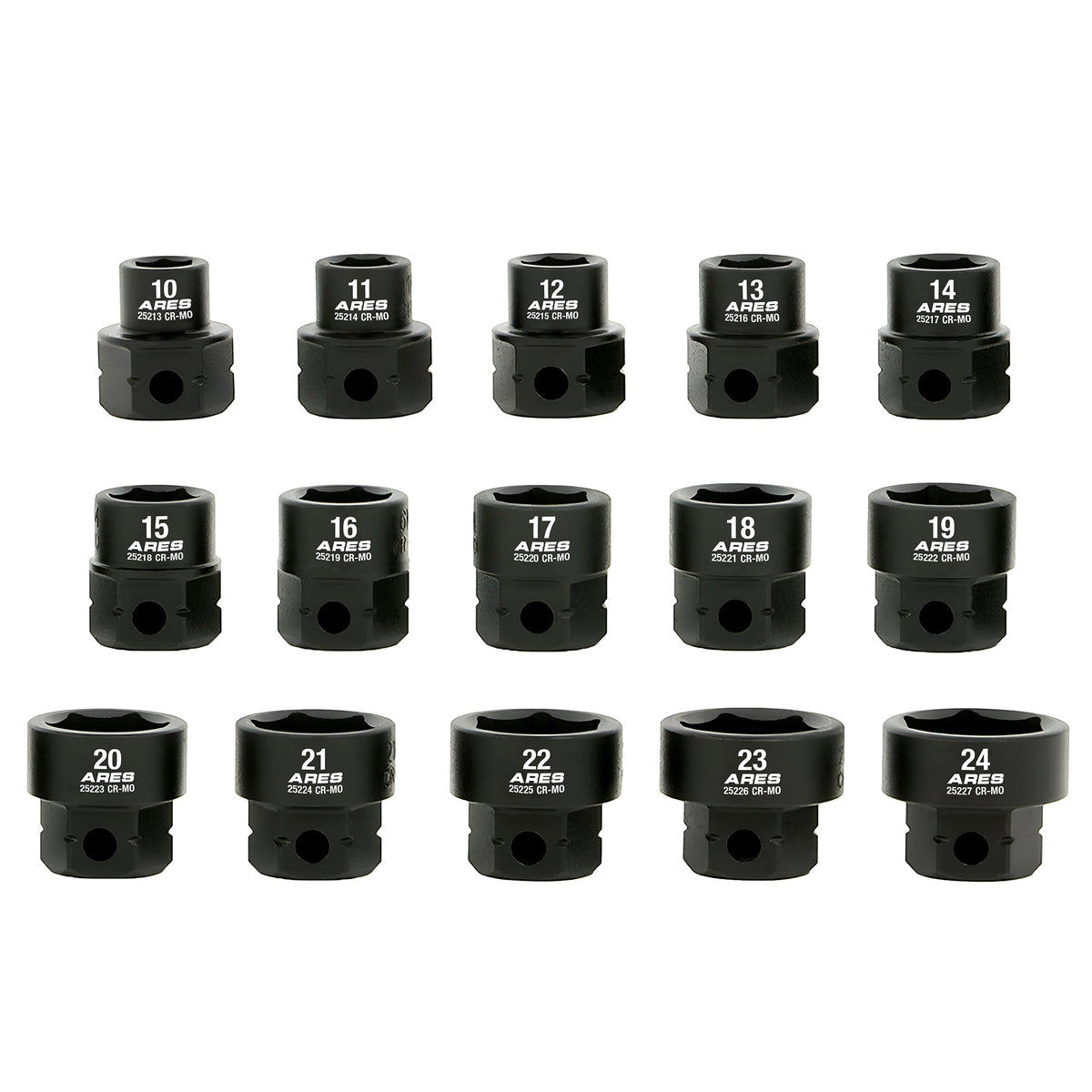 ARES 29020 - 15-Piece 1/2-Inch Drive Metric Low Profile Nano Impact Socket Set
