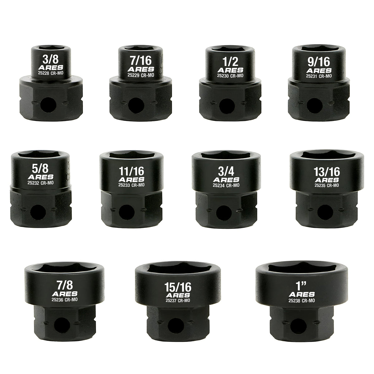 ARES 29021 - 11-Piece 1/2-Inch Drive SAE Low Profile Nano Impact Socket Set