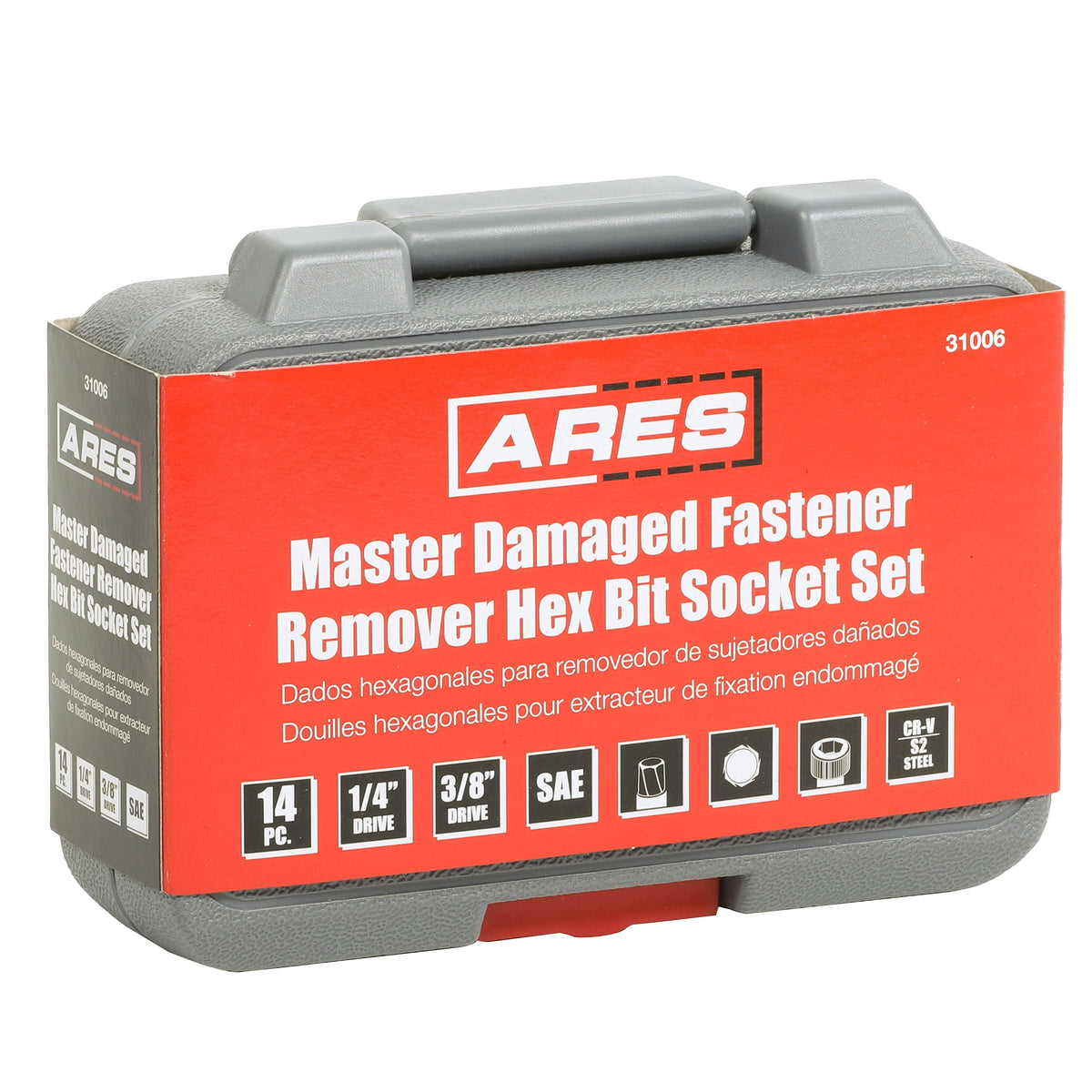ARES 31006 - 14-Piece SAE Damaged Fastener Remover Hex Bit Socket Set