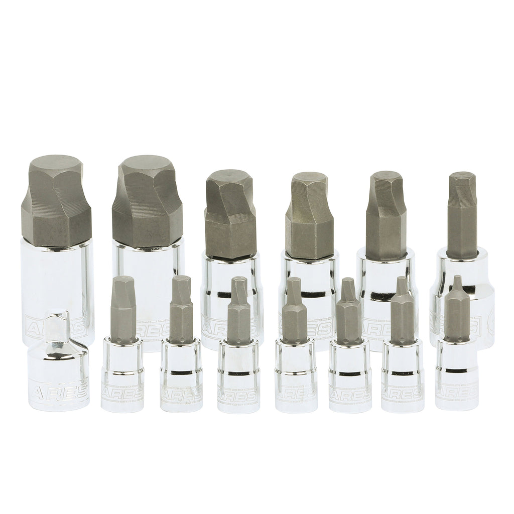 ARES 31006 - 14-Piece SAE Damaged Fastener Remover Hex Bit Socket Set