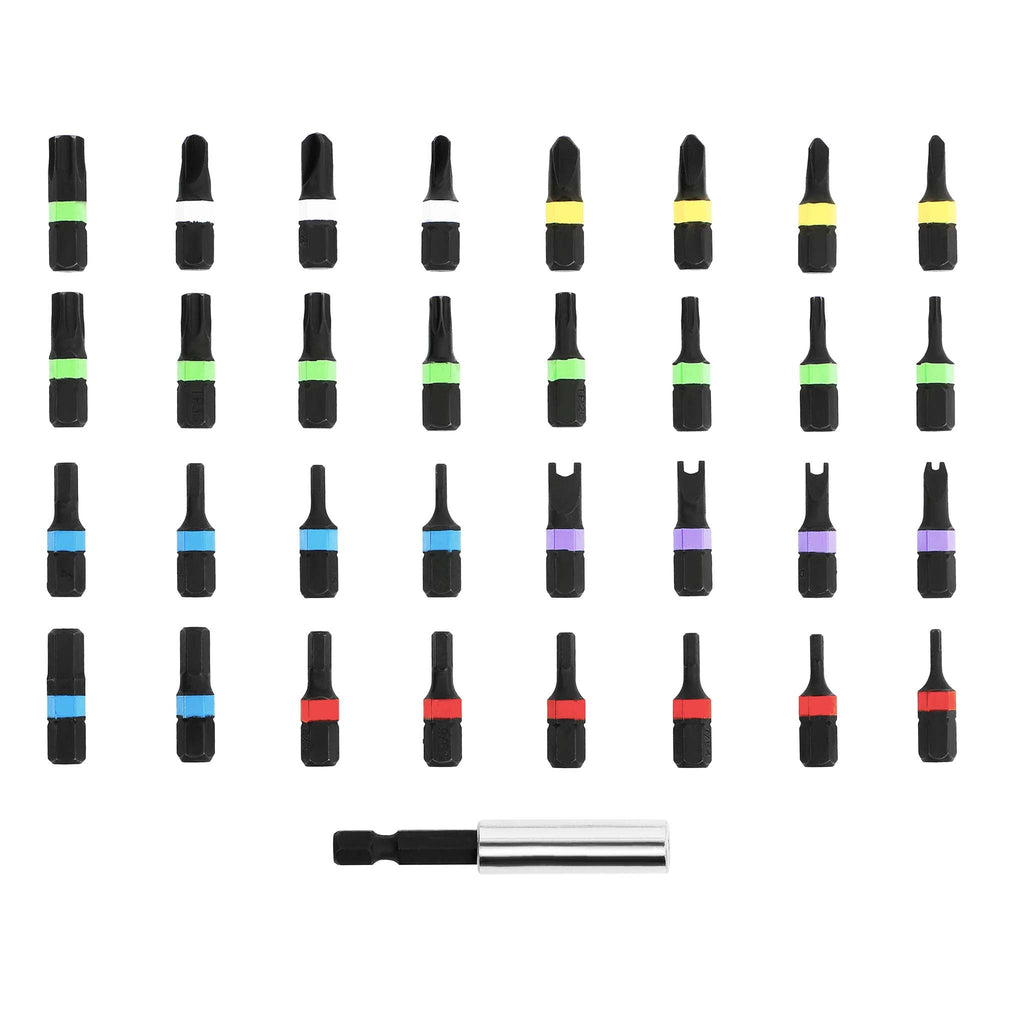 ARES 31010 - 33-Piece Color-Coded Security Bit Set with Magnetic Bit Holder