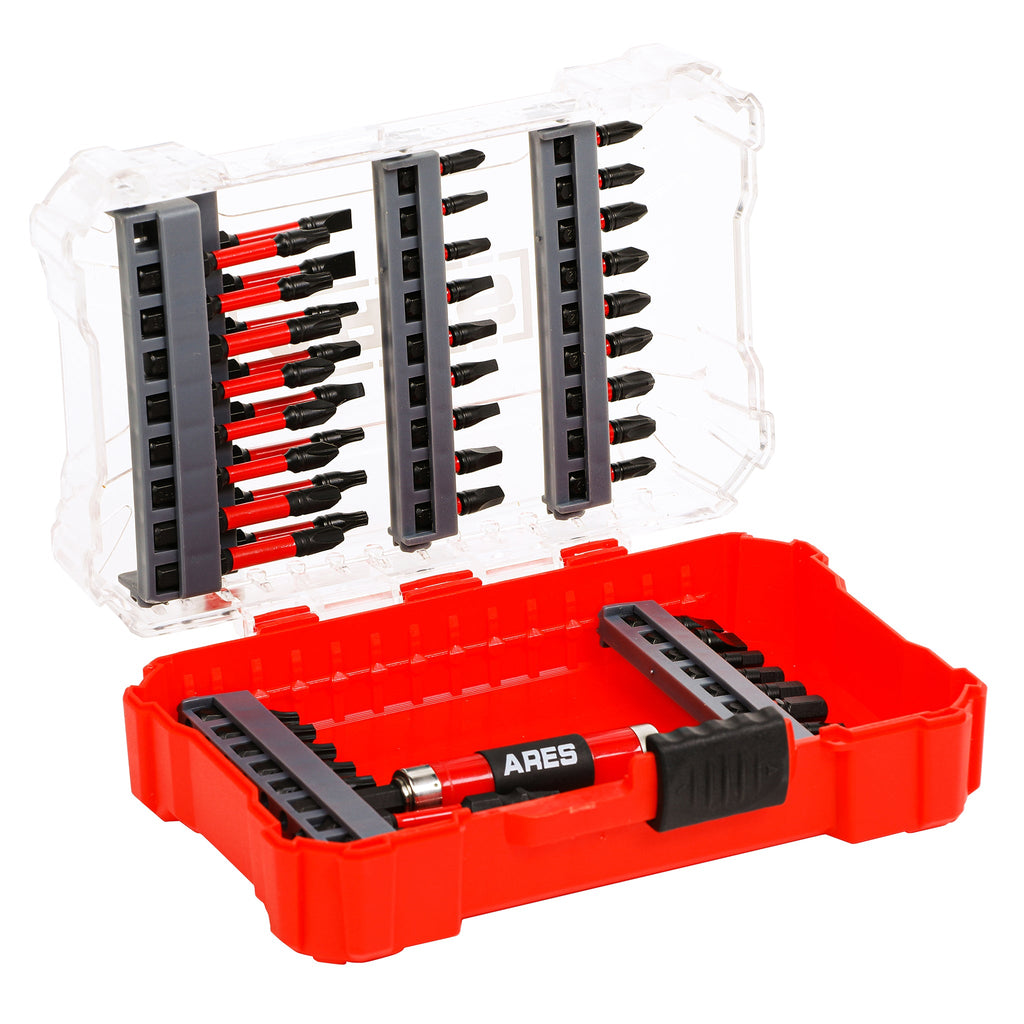 ARES 31022 - 52-Piece Torsion Power Bit Set with Sliding Bit Holder