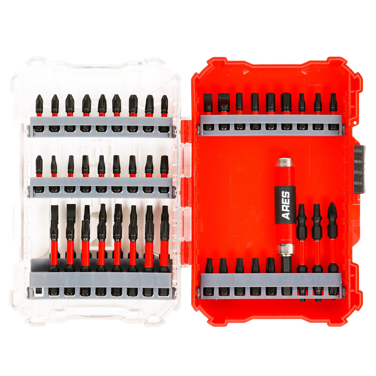 ARES 31022 - 52-Piece Torsion Power Bit Set with Sliding Bit Holder