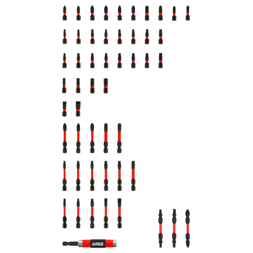 ARES 31022 - 52-Piece Torsion Power Bit Set with Sliding Bit Holder