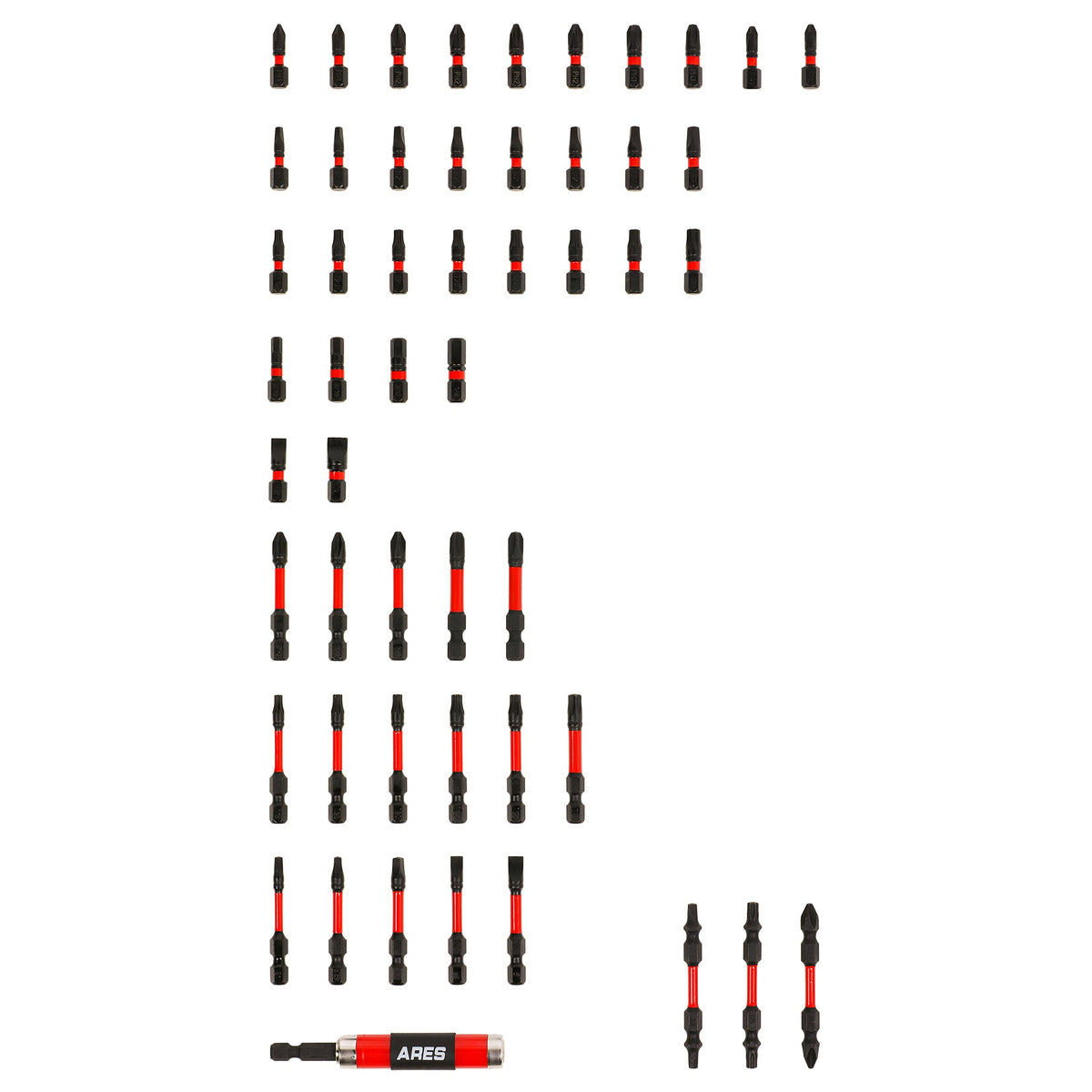 ARES 31022 - 52-Piece Torsion Power Bit Set with Sliding Bit Holder