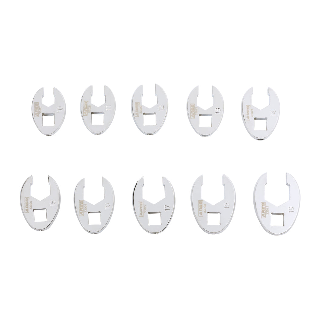 ARES 33010 - 10-Piece Metric Flare Nut Crowfoot Wrench Set