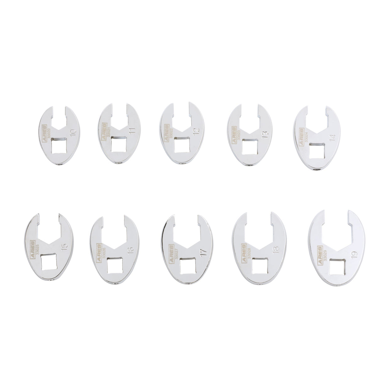 ARES 33010 - 10-Piece Metric Flare Nut Crowfoot Wrench Set