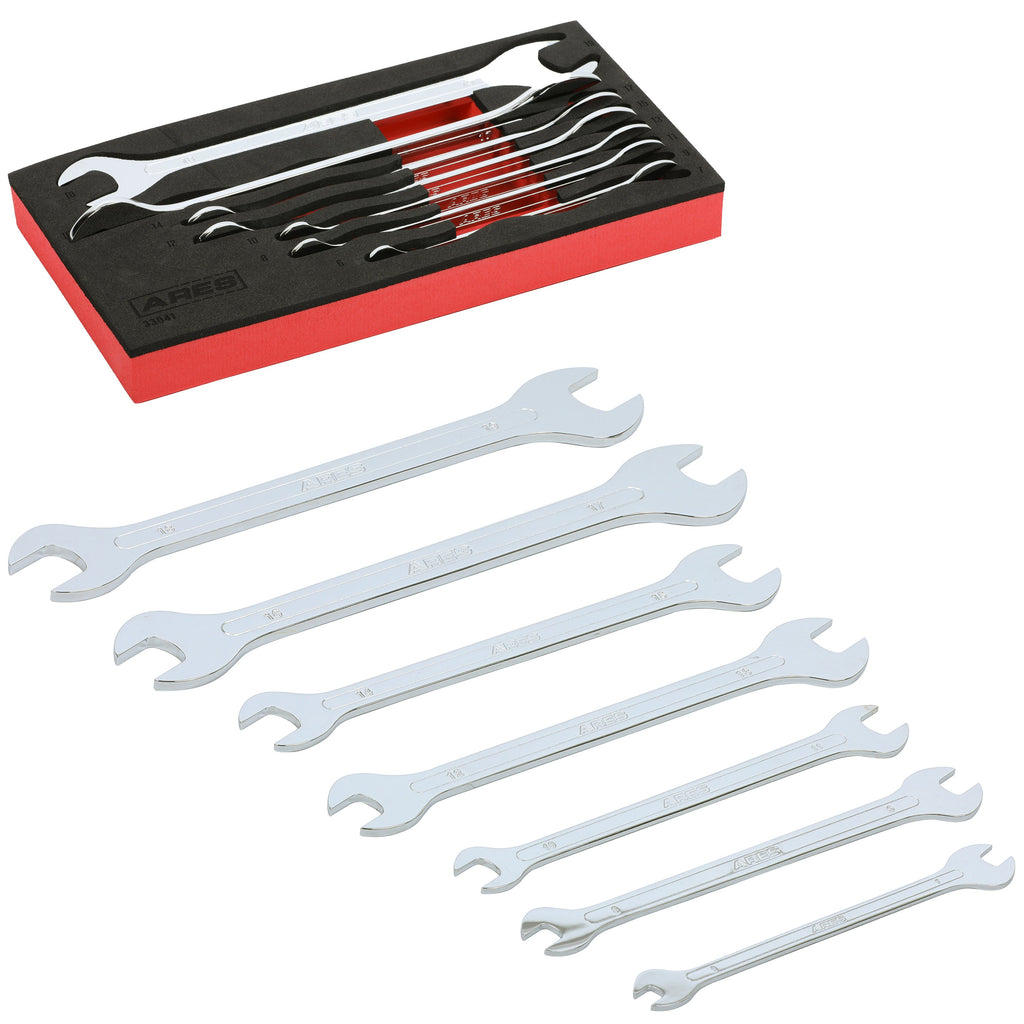 ARES 33041 - 7-Piece Metric Ultra-Thin Profile Double Open-End Wrench Set